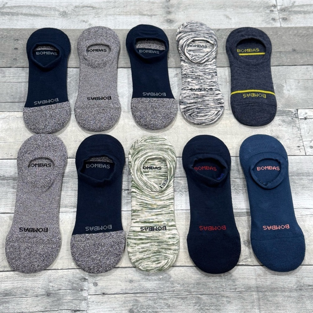 BOMBAS Cushioned No-Show 10-Pack UNISEX Socks - Assorted Colors - Size - Large